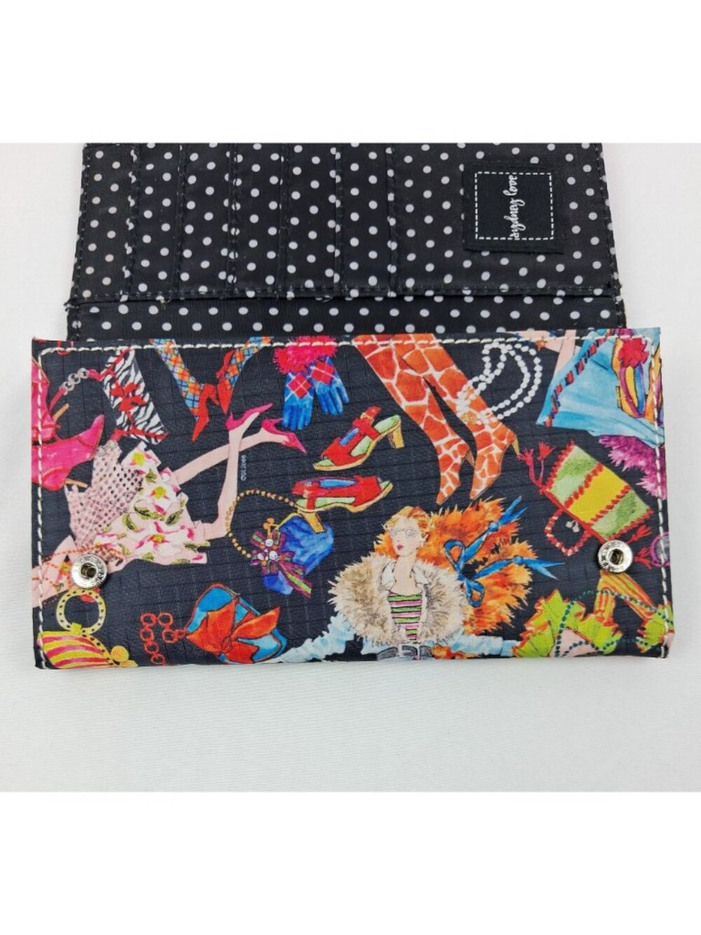 VTG Sydney Love Womens Black Multi-Color Wallet Fashion Graphics & Polka Dot Int - Picture 5 of 11